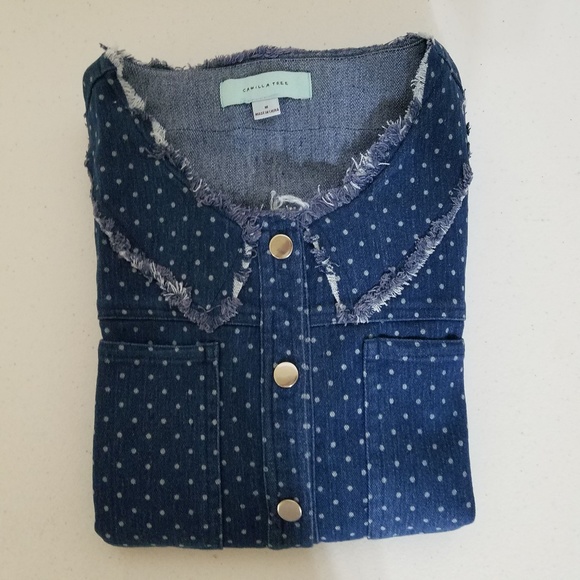 NEW Denim Polka Dot Womens Stretch Jean Jacket NWT - Picture 6 of 6